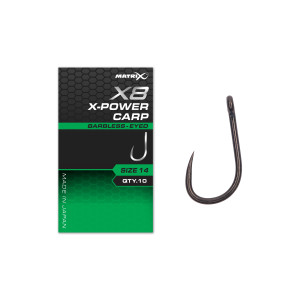 Куки без Контра с ухо Matrix X8 X-Power Carp Barbless Eyed