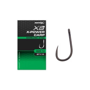 Куки без Контра с ухо Matrix X8 X-Power Carp Barbless Eyed
