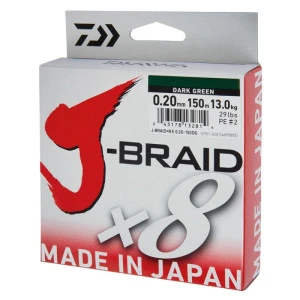 Плетено влакно Daiwa J-BRAID X8 Dark Green (тъмно зелен) – 150m