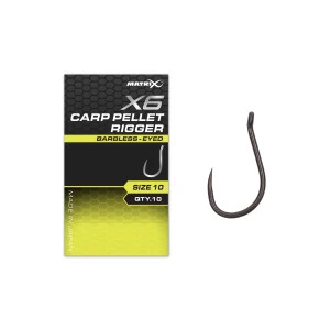 Куки без Контра с Ухо Matrix X6 Carp Pellet Rigger Barbless Eyed