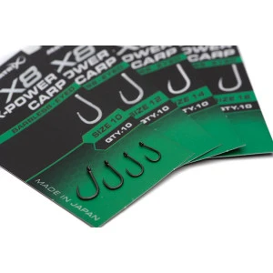 Куки без Контра с ухо Matrix X8 X-Power Carp Barbless Eyed