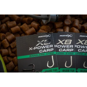 Куки без Контра с ухо Matrix X8 X-Power Carp Barbless Eyed