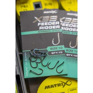 Куки с Контра Matrix X3B Feeder Rigger Barbed Eyed