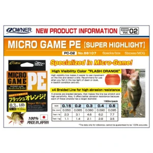 Плетено влакно Owner Cultiva MICRO GAME x4 ORANGE - 150м